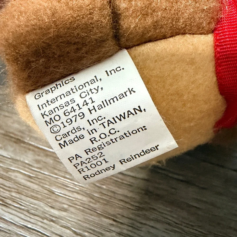 Vintage 1979 Hallmark Rodney Reindeer Plush Stuffed Animal Toy Christmas
